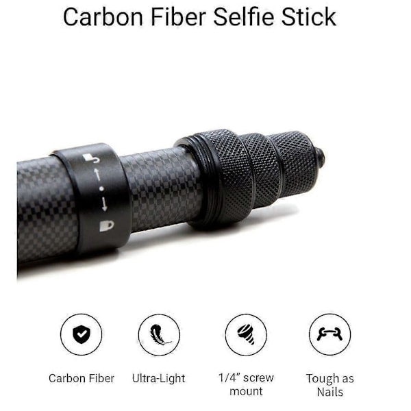 Ekstra Lang Karbonfiber Usynlig Selfiestang Justerbar Forlengelsesstang for X2 / ONE R / Selfiestang