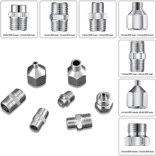 Sett med 7 airbrush-adaptere for airbrush og kompressor