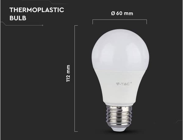 Pakke med 10 stk. E27 9W A60 LED-pærer - Varmhvitt lys 4200K - 806 lumen