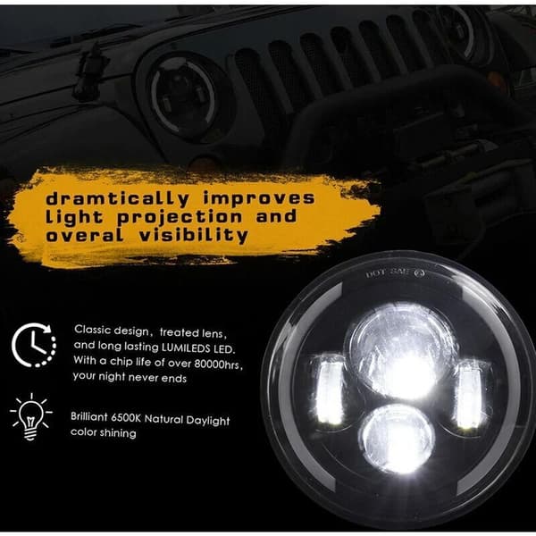 7\" 150W LED-frontlykt, rund H4/H13 LED-frontlykt, 6500K vanntett nærlys, 150W