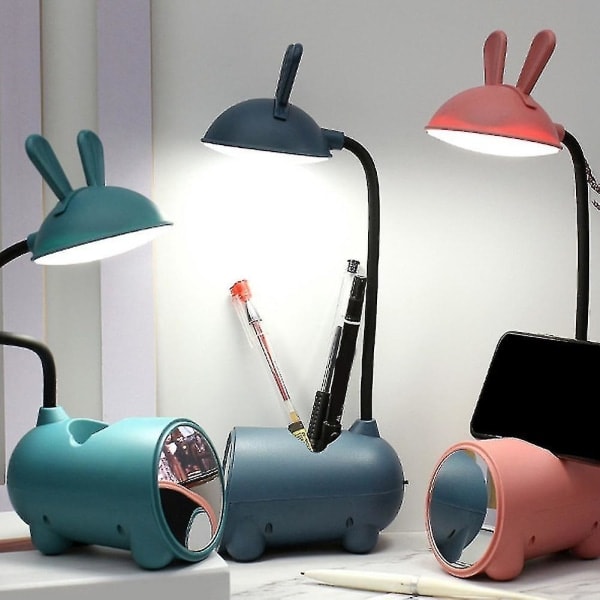 Multifunksjonell Bordlampe LED USB Berørings nattlys Trinnløs dimming Skrivebordslampe Øyevern Dark blue