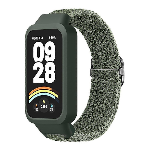 För Xiaomi Smart Band 9 Active Redmi Band 3 Vävda Nylonarmband Snap-On Fodral Klockarmband - Armégrön Multicolor Army Green