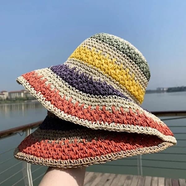 Hat, Dame Solhat Upf 50+ Dame Let at Folde, Strand Solhat, Udendørs Sommerhat, Mors Dags Gave til Mor og Kone (Orange Top)