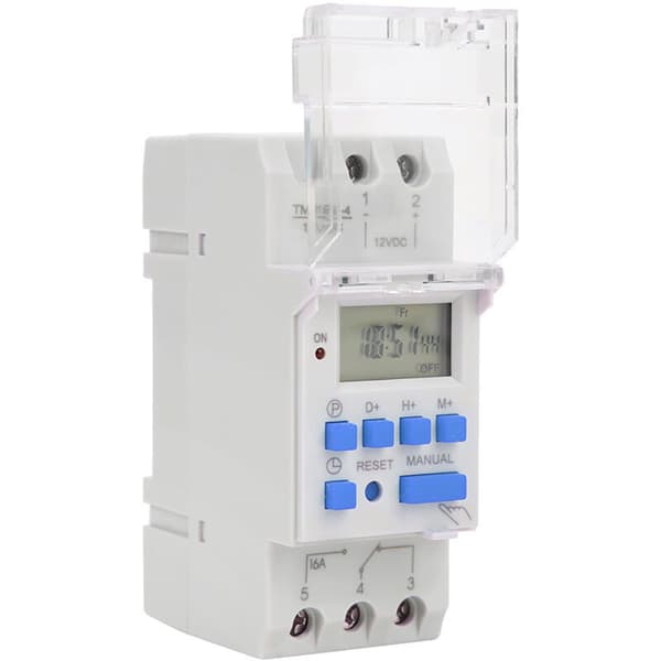 Ugentlig timer 12V DC 16A, LCD-skærm med nedtællingsfunktion, udskifteligt batteri