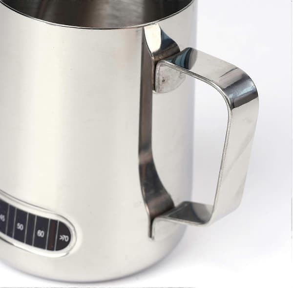 Mælkekande til opskumning med termometer, kaffekande i rustfrit stål til opskumning 56 cl, mælkekop til hjemmekøkken (600 ml)