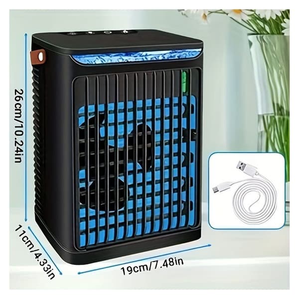 Bærbar aircondition, mini luftkøler, 680 ml USB luftkøler, 5-trins ventilator
