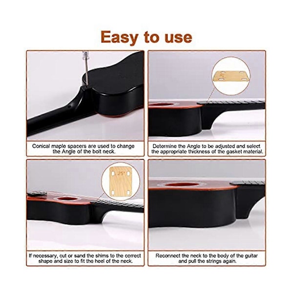 3 stk. guitarhals-shims, solid ahorn træ guitarhals shim beskyttelse 0,25, 0,5 og 1 grad guitar