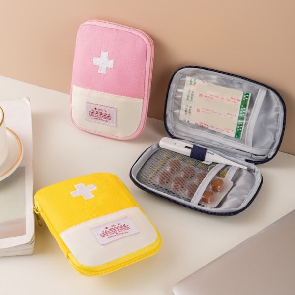 Mini Bærbar Medicintaske Mini Tom Medicintaske Multifunktionel Udendørs Bæretaske Pink Extra Large