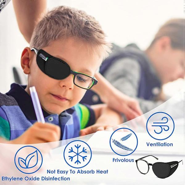 6 kpl Silmälappuja lapsille, Erittäin pehmeä silmälappu laseille, Lääketieteelliset silmälaput Amblyopia Strabismus -silmälapun hoitoon Black L