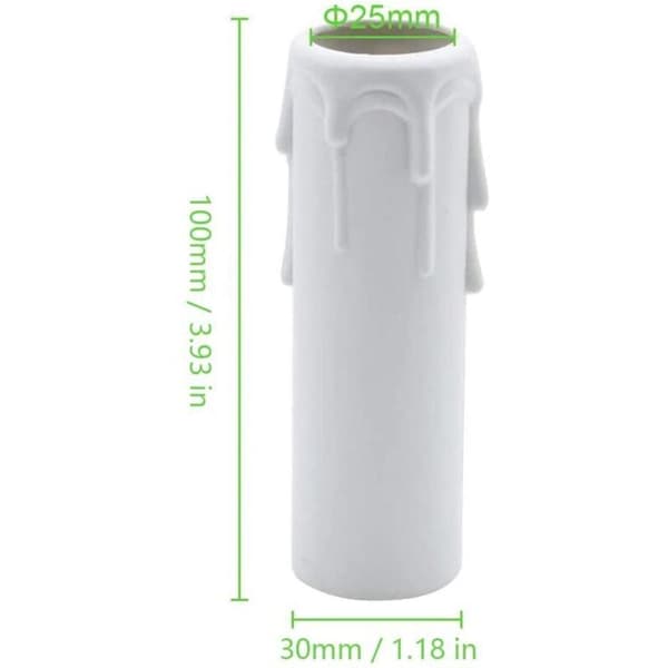 Plastlysestaker, 10 stk, lysekrone-tilbehør, lysrør og hylser, hvit