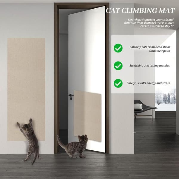 Selvklebende klorebrett, khaki katteklormatte, katteklormatte, katteveggmatte, katteklorebrett, katteklorevegg (200 cm x