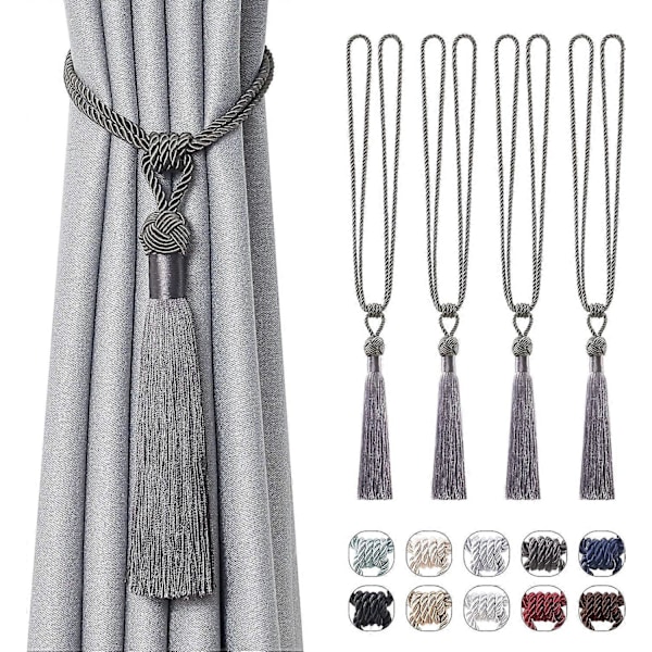 lly 2 kpl Pitkät Hapsunauhat Verhoille Käsintehdyt Punotut Köysisolmut Verhojen Kiinnikkeet Eurooppalaiseen Tyyliin Koristeelliset Verhonpidikkeet Kotiin ja Toimistoon Tuulta Vastaan Dark Grey 4 Pack