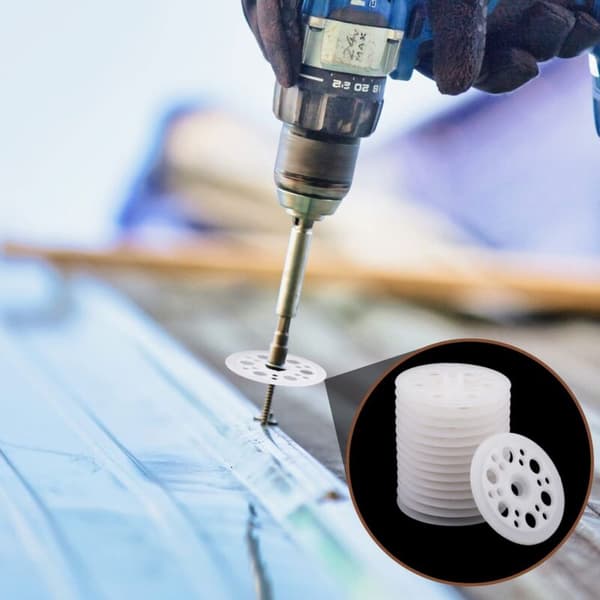 100 st platta plastbrickor, 45 mm plastbrickor, polypropenbrickor, skumbrickor för fixering och stöd av skumisolering