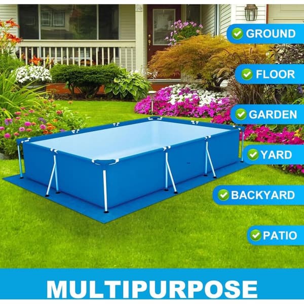 Poolgulvmåtte, rektangulær poolgulvmåtte til 300x200 cm pool - Blå vandtæt foldbar gulv- og beskyttelsesmåtte til 338 cm x 239 cm pool