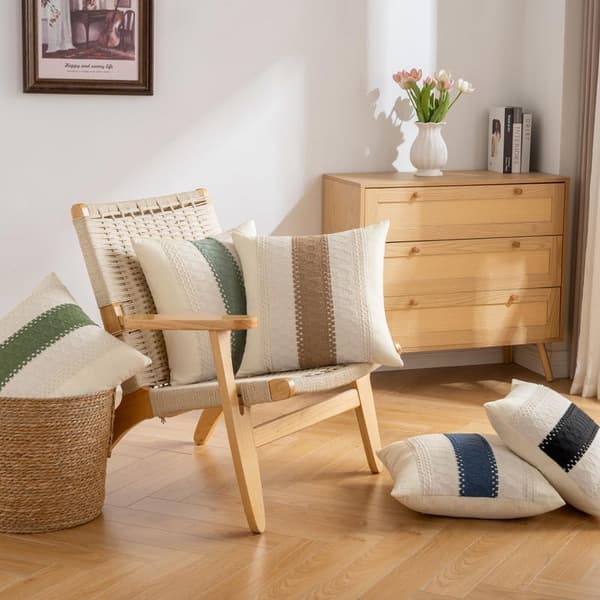 45x45 Bohemisk Brun Texturerad Randig Vävd Dekorativ Örngott
