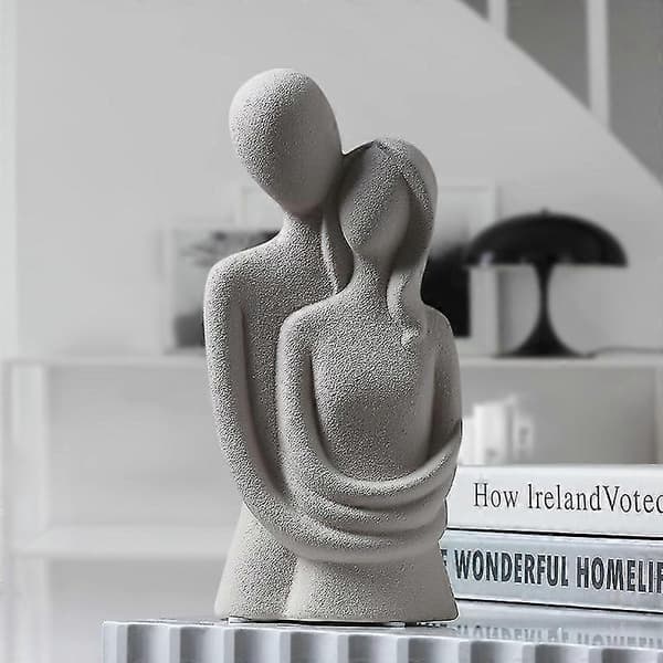 Enkel Keramik Staty Kramande Par Minimalistisk Passionerad Kärlek Figurin Abstrakt Romantisk Prydnad White