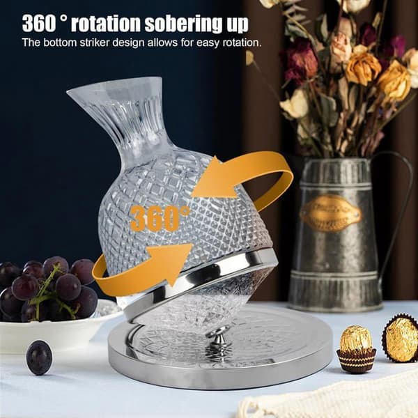 Vinkaraffel 1,5L, 360° roterende vinkaraffel, rødvinslufter, rødvinskaraffel