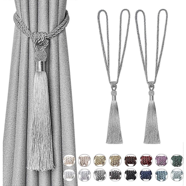 lly 2 kpl Pitkät Hapsunauhat Verhoille Käsintehdyt Punotut Köysisolmut Verhojen Kiinnikkeet Eurooppalaiseen Tyyliin Koristeelliset Verhonpidikkeet Kotiin ja Toimistoon Tuulta Vastaan Grey 2 Pack