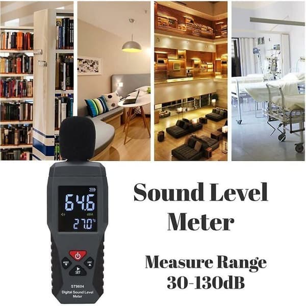Lydniveaumåler, lydniveauregistrator, støjmåler, digital lydniveaumåler, måleområde 30-130 dB