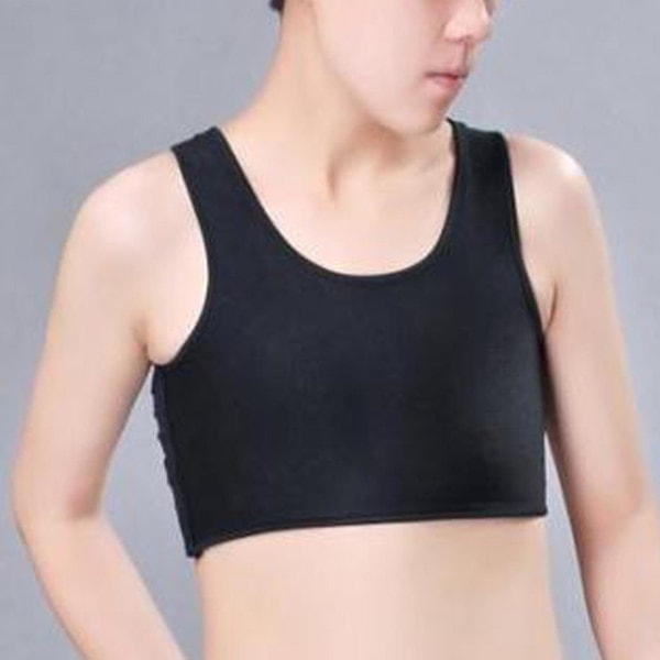 Fashion Kompressions Brystbinder Dame Ærmeløs Vest Ensfarvet Kort Tank Top Black S