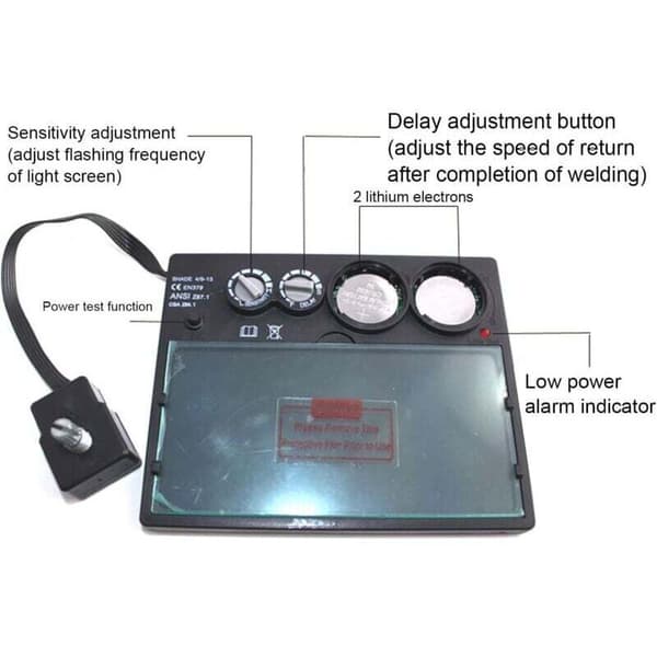 Soldriven automatiskt nedbländande svetslins 100 x 50 mm (batteri ingår ej)