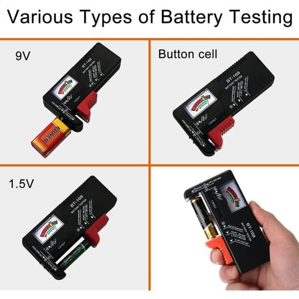 Universal batteritester - 1 stk - Digital - Til AA AAA CD 9V - Spændingstjek - Kompakt