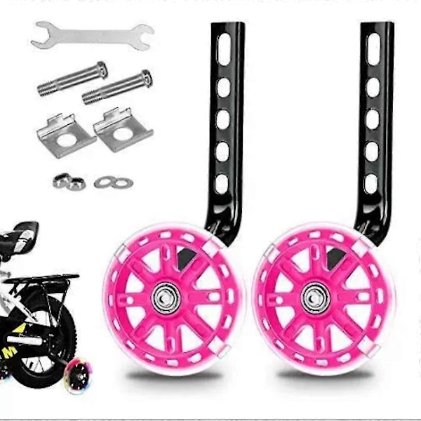 Nya Barn Cykel Träningshjul Stödhjul 12-20\" Tum Blinkande Hjul Yalo Pink