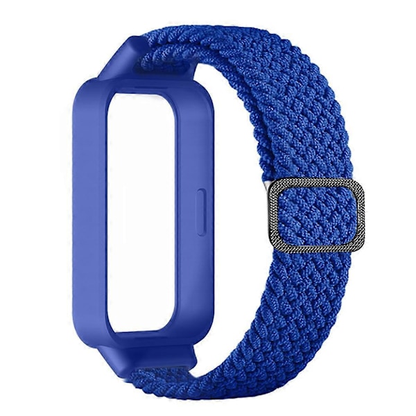 För Xiaomi Smart Band 9 Active Redmi Band 3 Vävda Nylonarmband Snap-On Fodral Klockarmband - Blå Multicolor Blue
