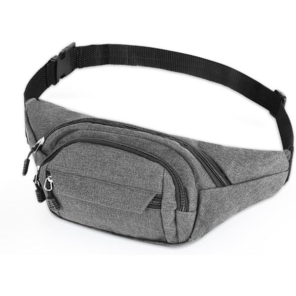 Midjeväskor för kvinnor och män, midjeväskor för löpning och promenader, vattentäta midjeväskor crossbody justerbara Grey