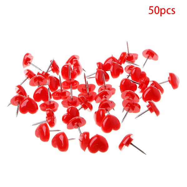 50 stk. Hjerteformet Plast Kvalitet Farvede Tegnestifter Kontor Skole Red powder mixed