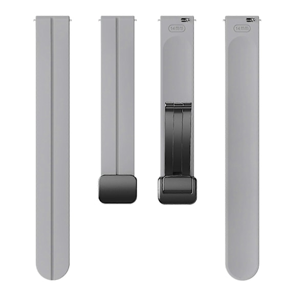 Silikonarmband för Garmin Lily 2 med Magnetisk Vikbar Spänne Light Grey Black Buckle