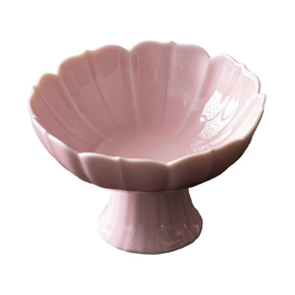 Keramisk fruktskål med fot, dessertställ för vardagsrum och matbord Pink