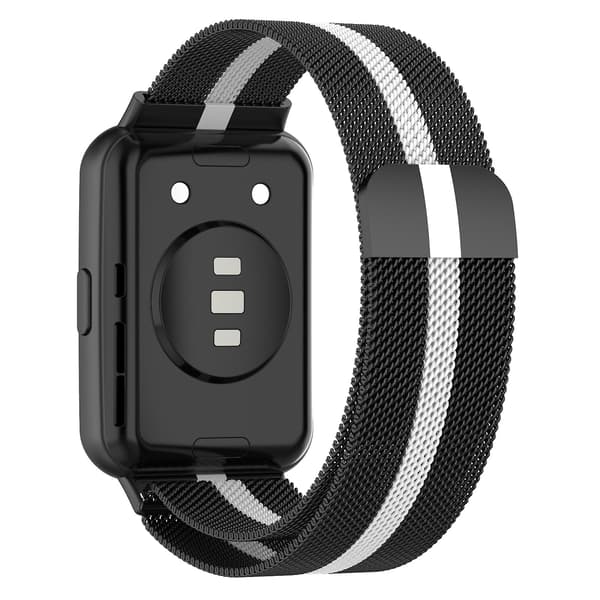 För Huawei Watch Fit 2 Rostfritt Stål Klockarmband Black White