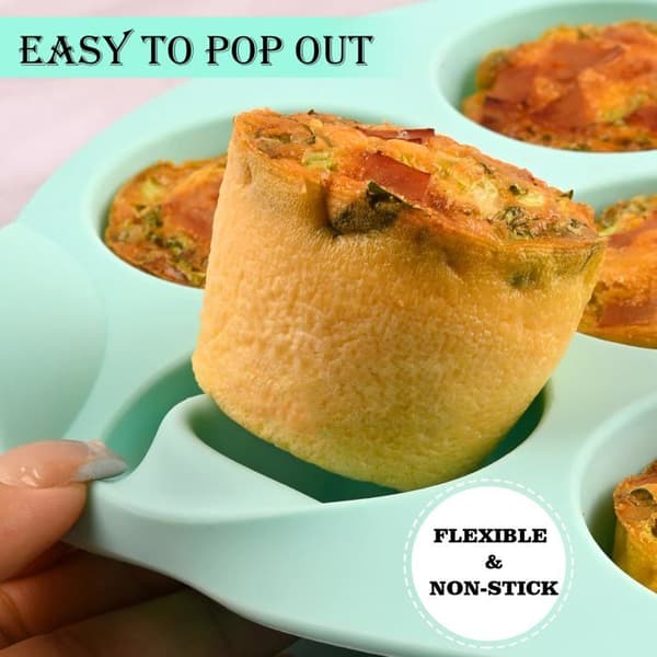 Set med 2 silikonäggformar för airfryer, 7-kopps non-stick muffinsform för bakning av äggbitar
