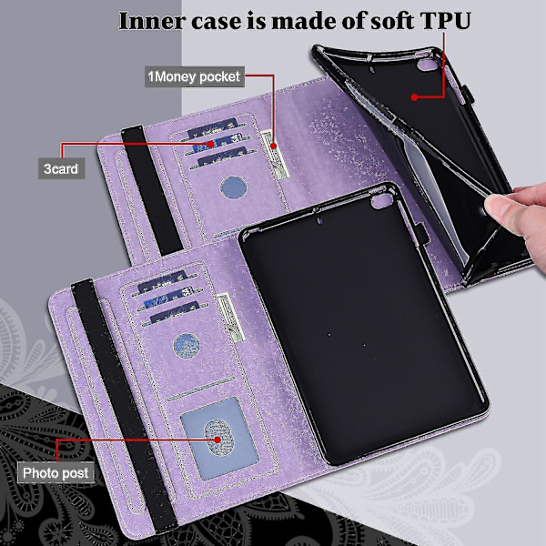 Til Lenovo Tab M10 (Gen 3) TB-328FU/TB-328XU Imprinting Tablet Stand Wallet Case PU Læder Cover Purple, Purple Style B Lenovo Tab M10 (Gen 3)