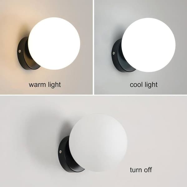 Indendørs Væglampe - 1 Enhed - Glas og Sort Metal - Kugleformet Design E27 - Til Stue/Soveværelse