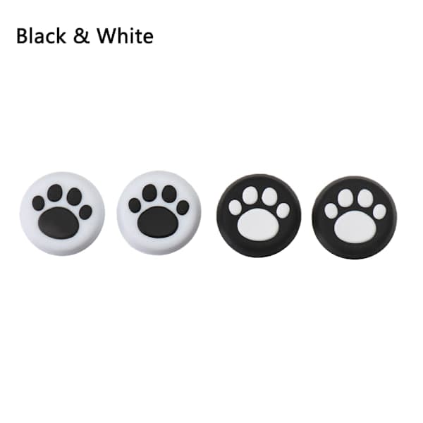 4 stk PS5 thumbstick greb silikone SORT & HVID - på lager sort&hvid black&white