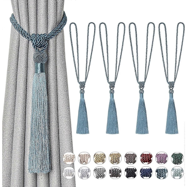 lly 2 kpl Pitkät Hapsunauhat Verhoille Käsintehdyt Punotut Köysisolmut Verhojen Kiinnikkeet Eurooppalaiseen Tyyliin Koristeelliset Verhonpidikkeet Kotiin ja Toimistoon Tuulta Vastaan Teal 4 Pack