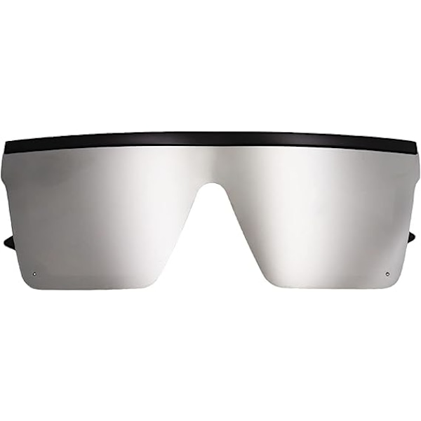 Neliönmuotoiset ylisuuret aurinkolasit naisille ja miehille, muodikkaat litteät suuret kehykset Black and Silver