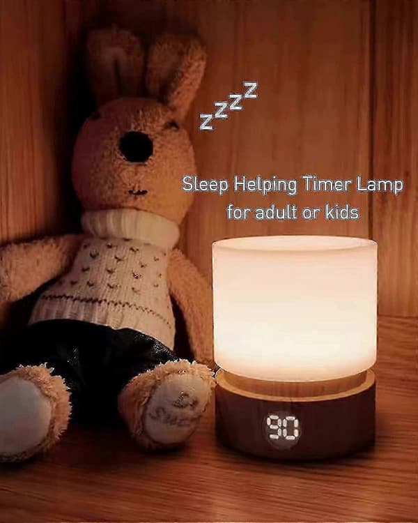 Timer Natlampe, Sengelampe, Amning, Dæmpbar, Batteridrevet, Varmt Lys