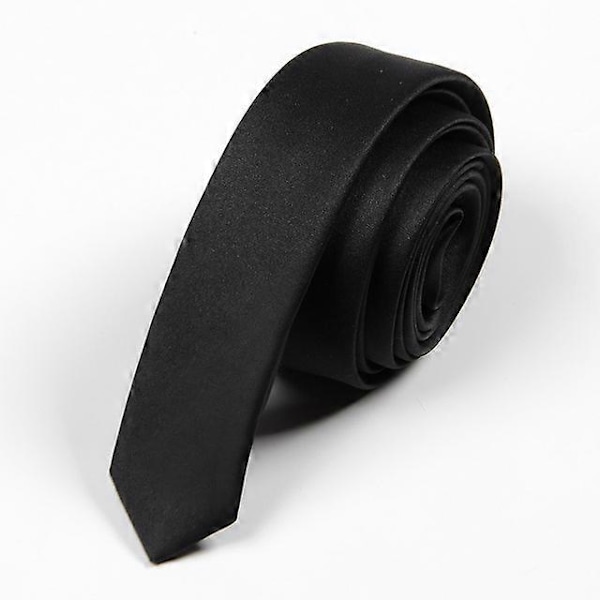 Super Slim Slips 3cm Satin Rød Gul Sort Ensfarvede Slips Håndlavede Mode Herre Tynde Smalle Slips til Bryllupsfest Slips black