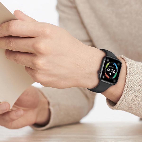 2-pack sportband kompatibel med Apple Watch-band, dam och herr, uppgraderat mjukt silikonband, ersättningsband för iWatch Series Black/White 38/40/41mm