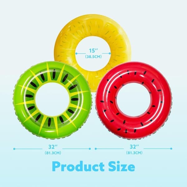 Uppblåsbara poolringar med paljetter 32,5\" / 82,55 cm (3-pack), poolringar för simbassäng, barn, vuxna, strand och utomhus.