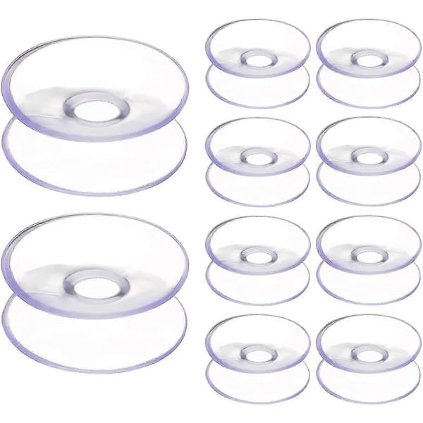 10 stk. 30 mm dobbeltsidede sugekopper til glas og plastik
