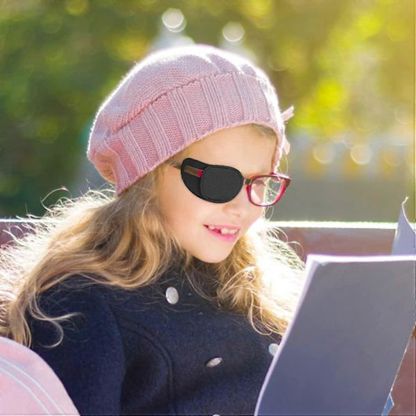 6 kpl Silmälappuja lapsille, Erittäin pehmeä silmälappu laseille, Lääketieteelliset silmälaput Amblyopia Strabismus -silmälapun hoitoon Black M