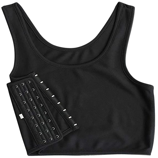 Fashion Kompressions Brystbinder Dame Ærmeløs Vest Ensfarvet Kort Tank Top Black S
