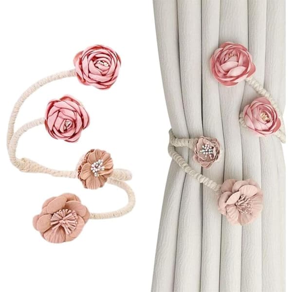 Gardinbånd med roseblomst. Elegante dekorative gardinbånd til stue og soverom.