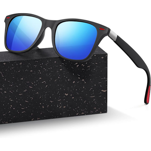Aurinkolasit Miehet Unisex Polarisoidut Aurinkolasit Mustat Häikäisynestolinssit Klassiset Erittäin Kevyet Neliön Muotoiset Ajo- Vaellus Golf Kalastus Blue and red