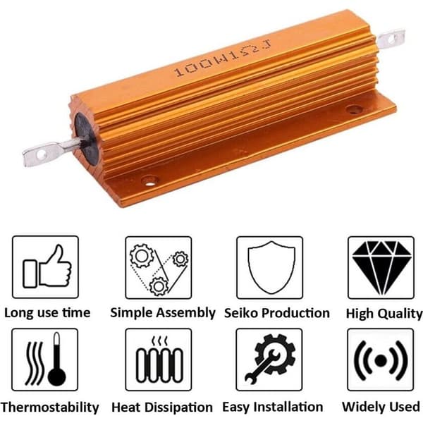 2 Stykker 100W 50 Ohm 5% Modstand Aluminiumskabinet Belastningsmodstande Chassis Trådviklet Monteret Konverter Adapter Lys Hyper Flash Dekoder