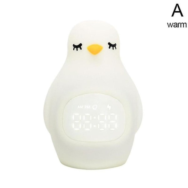 Silikon LED Nattlampa Alarmklocka Digital Söta Pingvinlampa